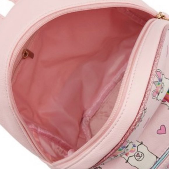 ❌SOLD❌OMG Accessories Pink Faux Leather Llama Unicorn Mini Backpack - Picture 4 of 4